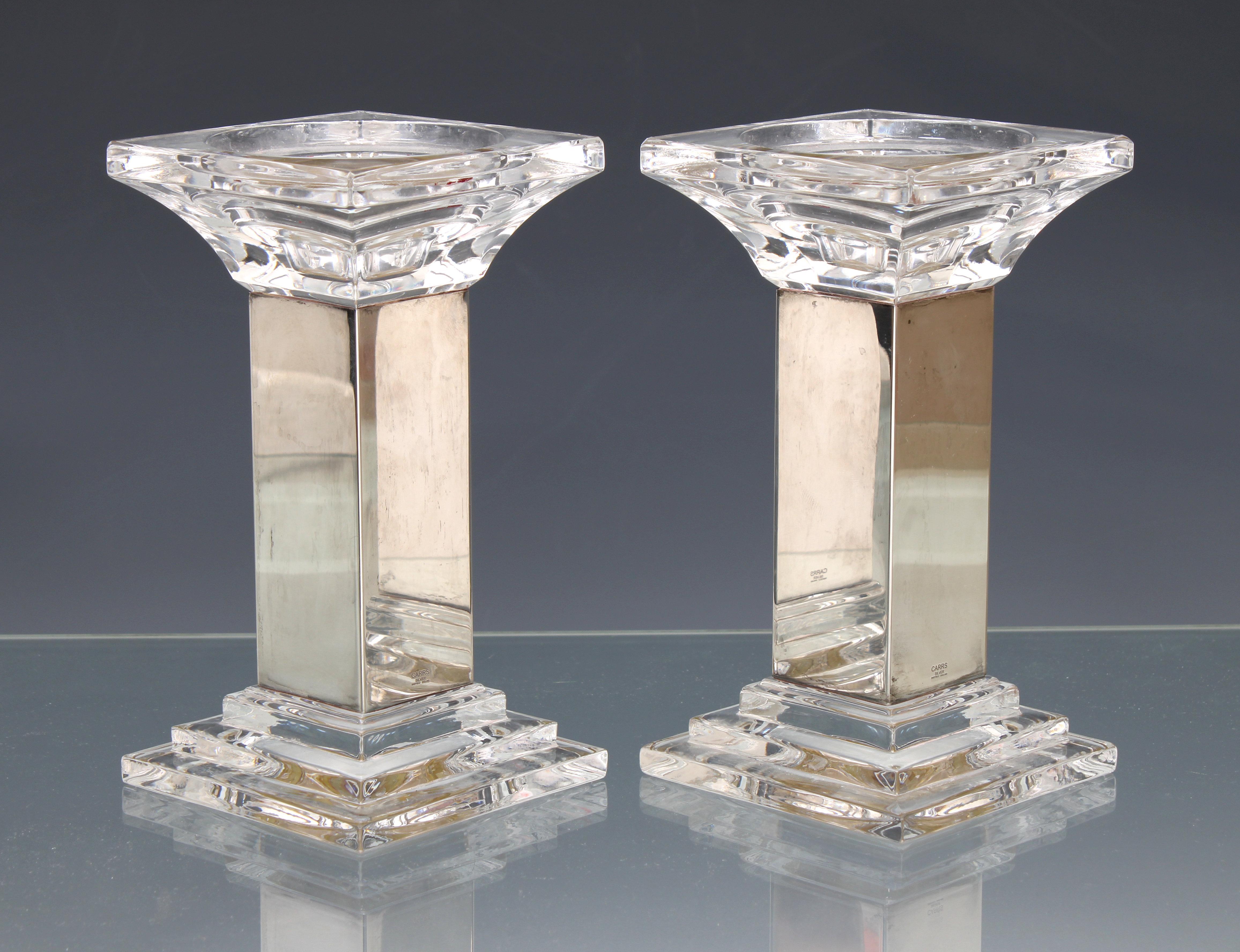 A pair of Elizabeth II Silver Mounted Glass Candlesticks - Image 2 of 3