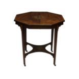 An Edwardian inlaid rosewood octagonal occasional table