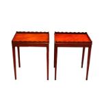 A pair of mahogany tray-top occasional tables