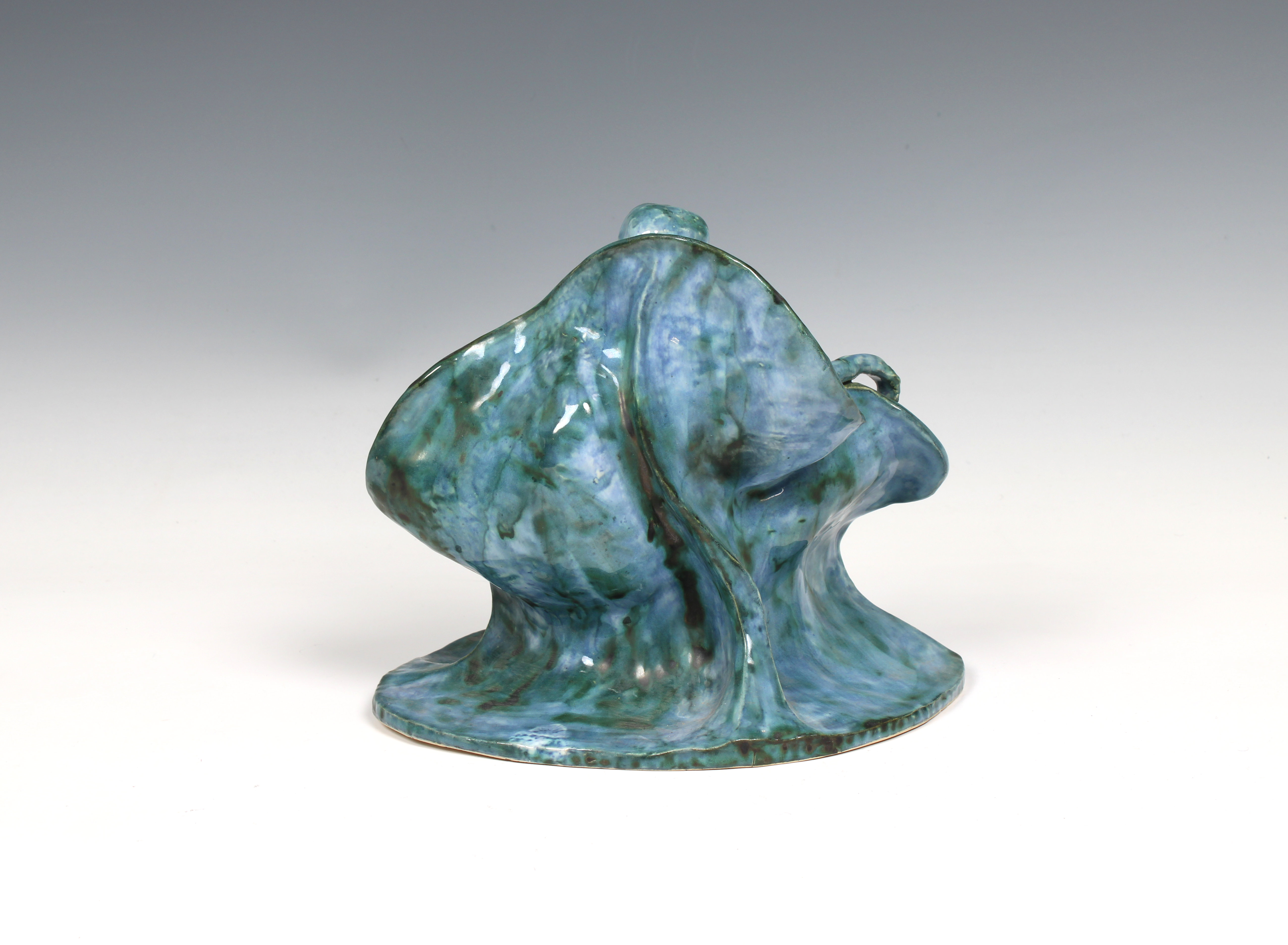 Elizabeth Ann Macphail (1939-89) A turquoise glazed stylised seated figure sculpture - Image 3 of 5