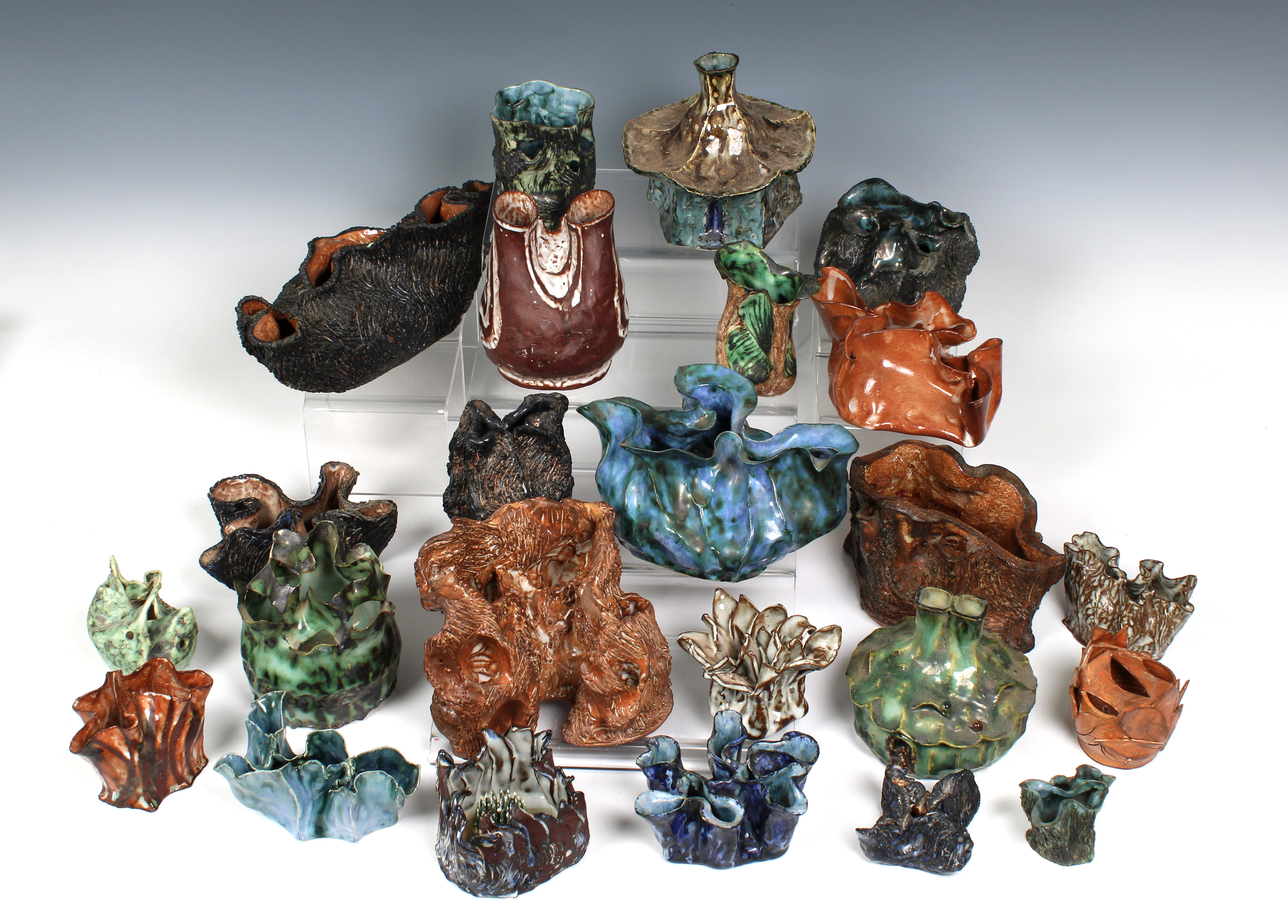 Elizabeth Ann Macphail (1939-89) A collection of organic shaped pots, vases, dishes and sculptures - Image 2 of 2