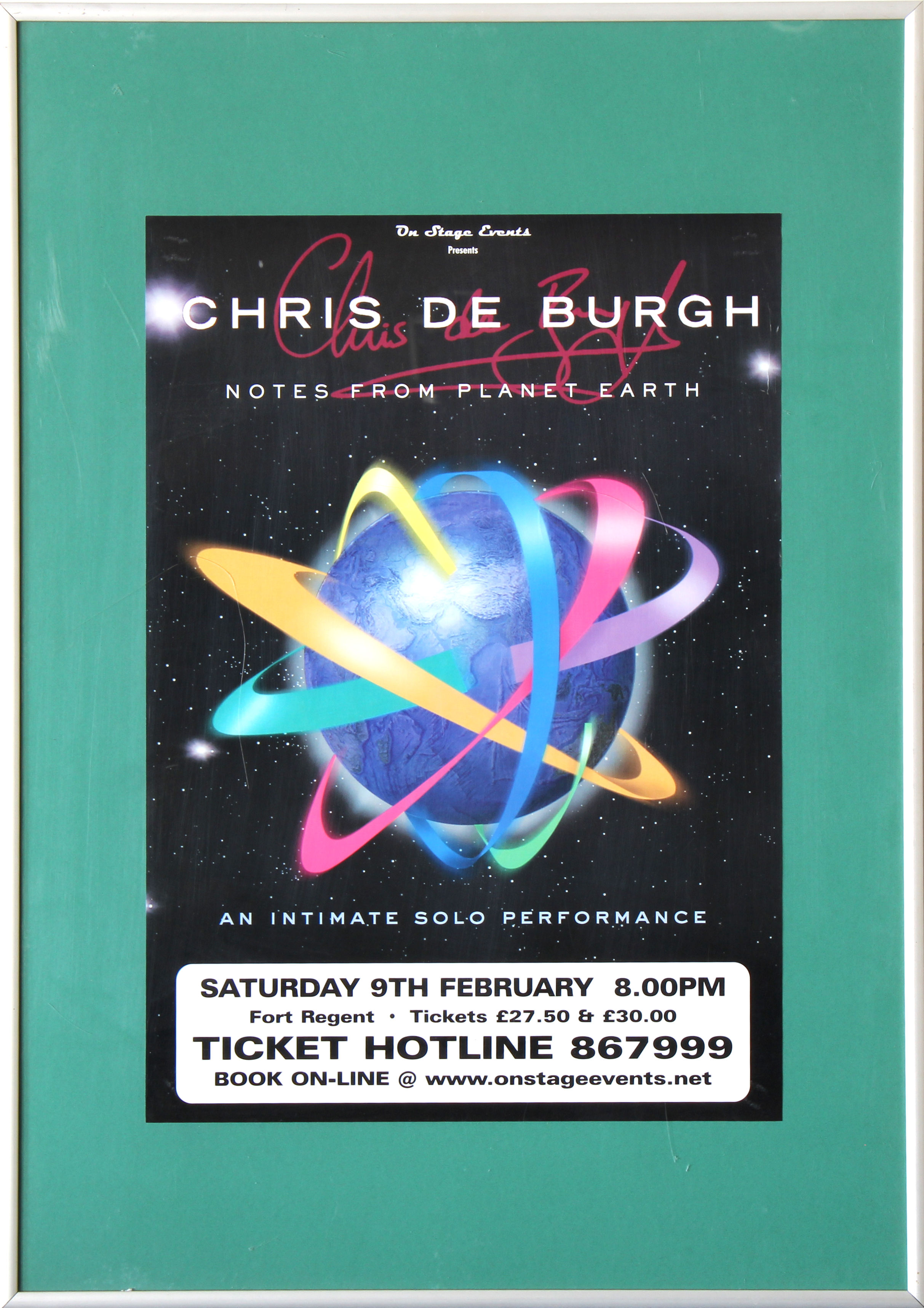 Chris de Burgh - Framed poster concert in Jersey
