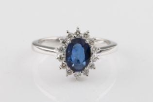 A sapphire and diamond cluster ring
