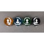 Set of four Baccarat crystal Royal family cameo paperweights celebrating the Queen's Silver Jubilee