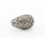 A 14ct white gold bombe ring
