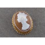 A shell cameo brooch of Queen Elizabeth II in a 9ct gold mount