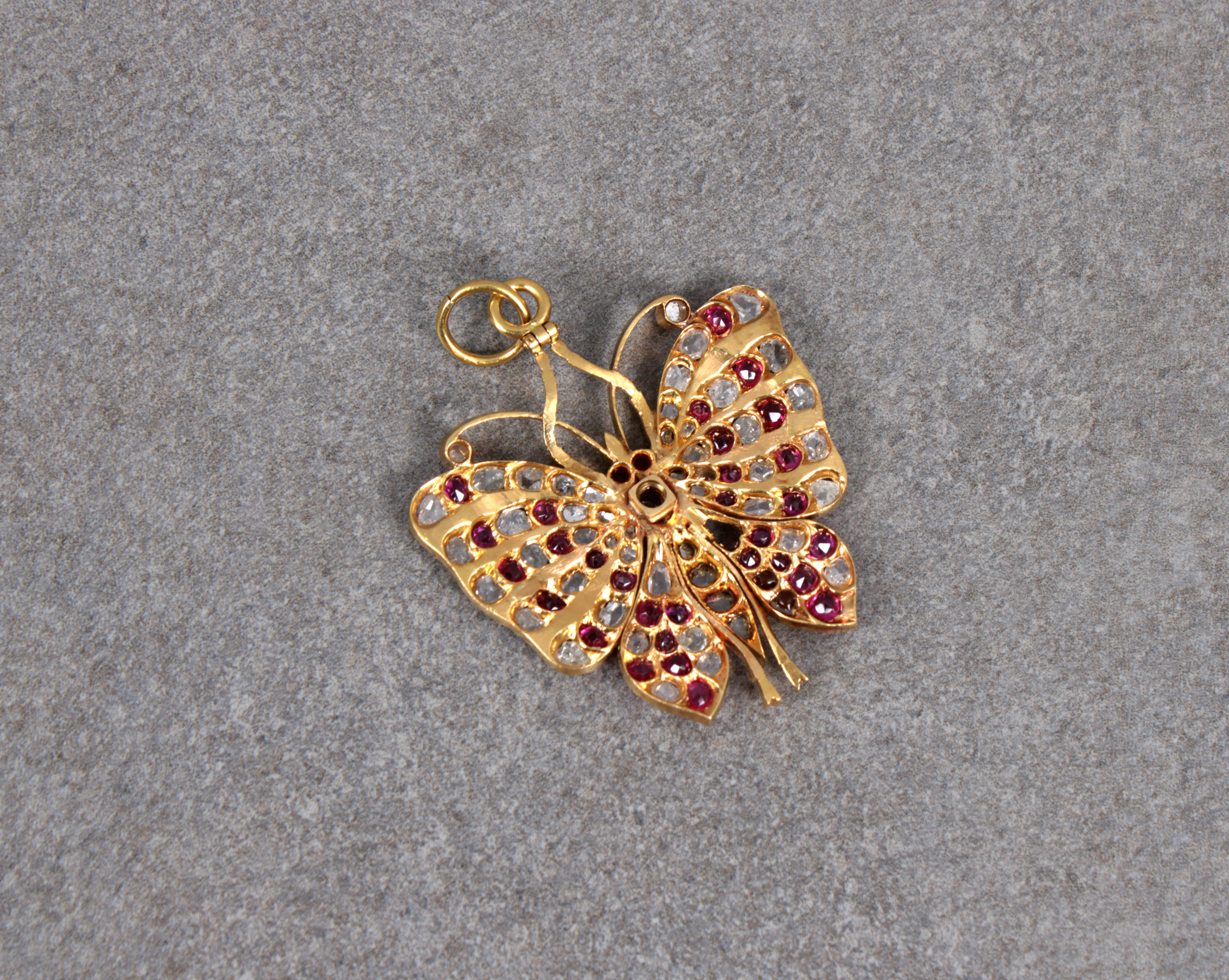 A diamond and ruby butterfly pendant - Image 2 of 2