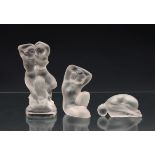 Three Lalique frosted glass nudes