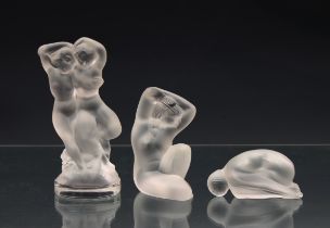 Three Lalique frosted glass nudes