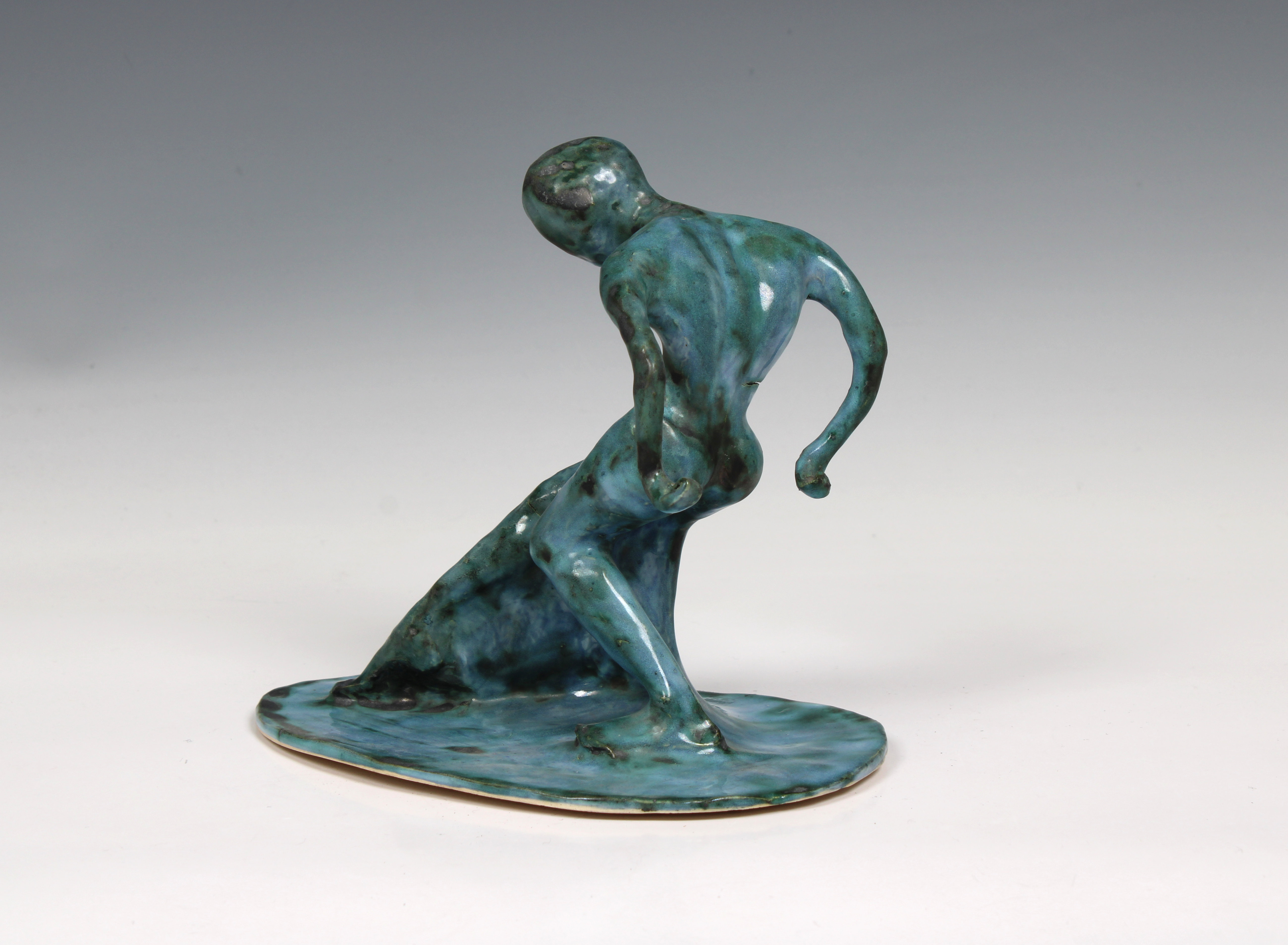 Elizabeth Ann Macphail (1939-89) glazed sculpture featuring a stylised figure doing floor exercises - Image 3 of 5