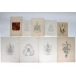 Heraldry interest - A collection of unframed 19th century studies of armorials
