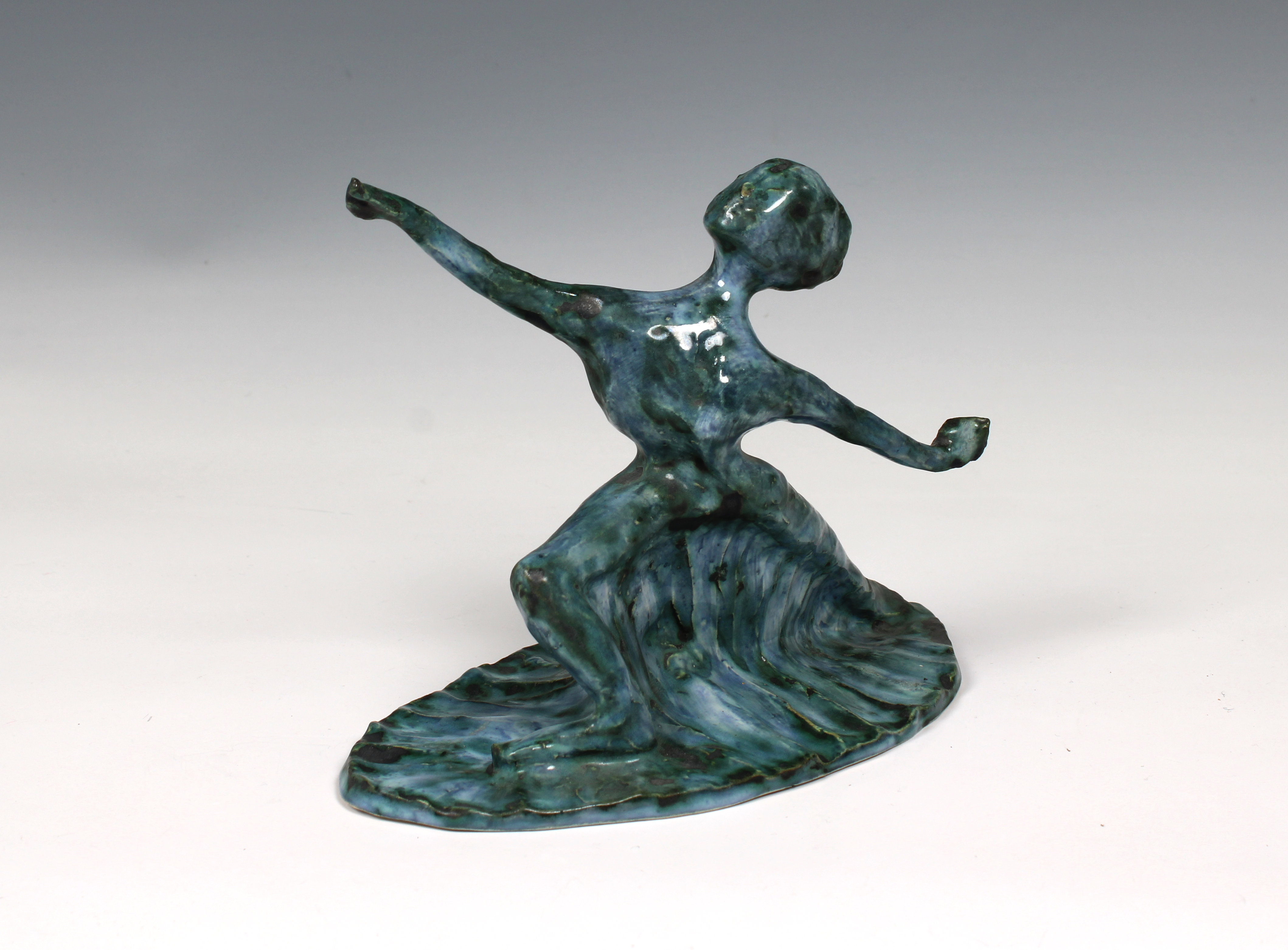 Elizabeth Ann Macphail (1939-89) glazed sculpture featuring a stylised figure doing floor exercise - Image 2 of 5