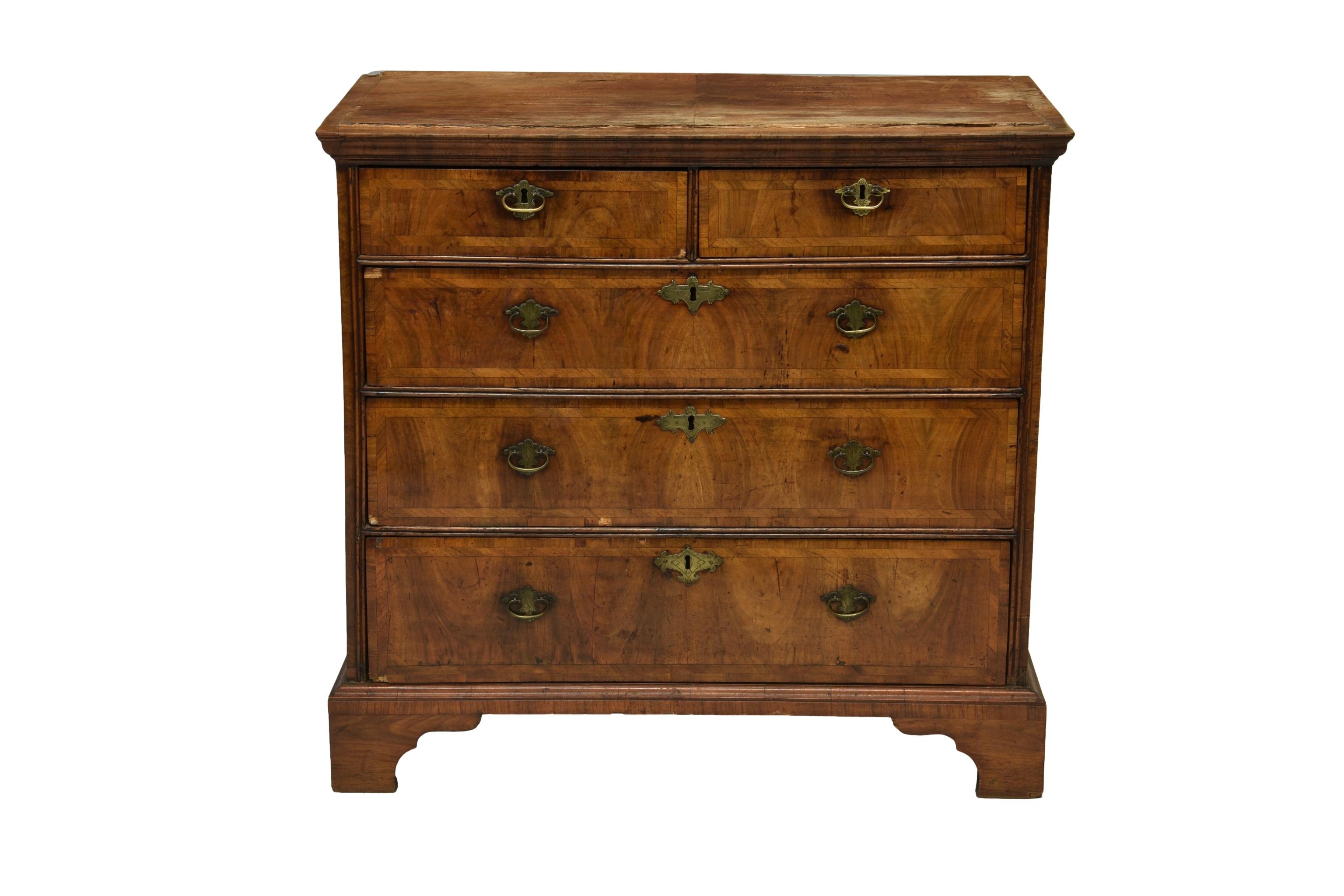 A George I walnut chest of drawers