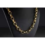 A yellow metal heavy chain necklace,