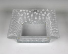 A Lalique frosted glass Carree roses square bowl