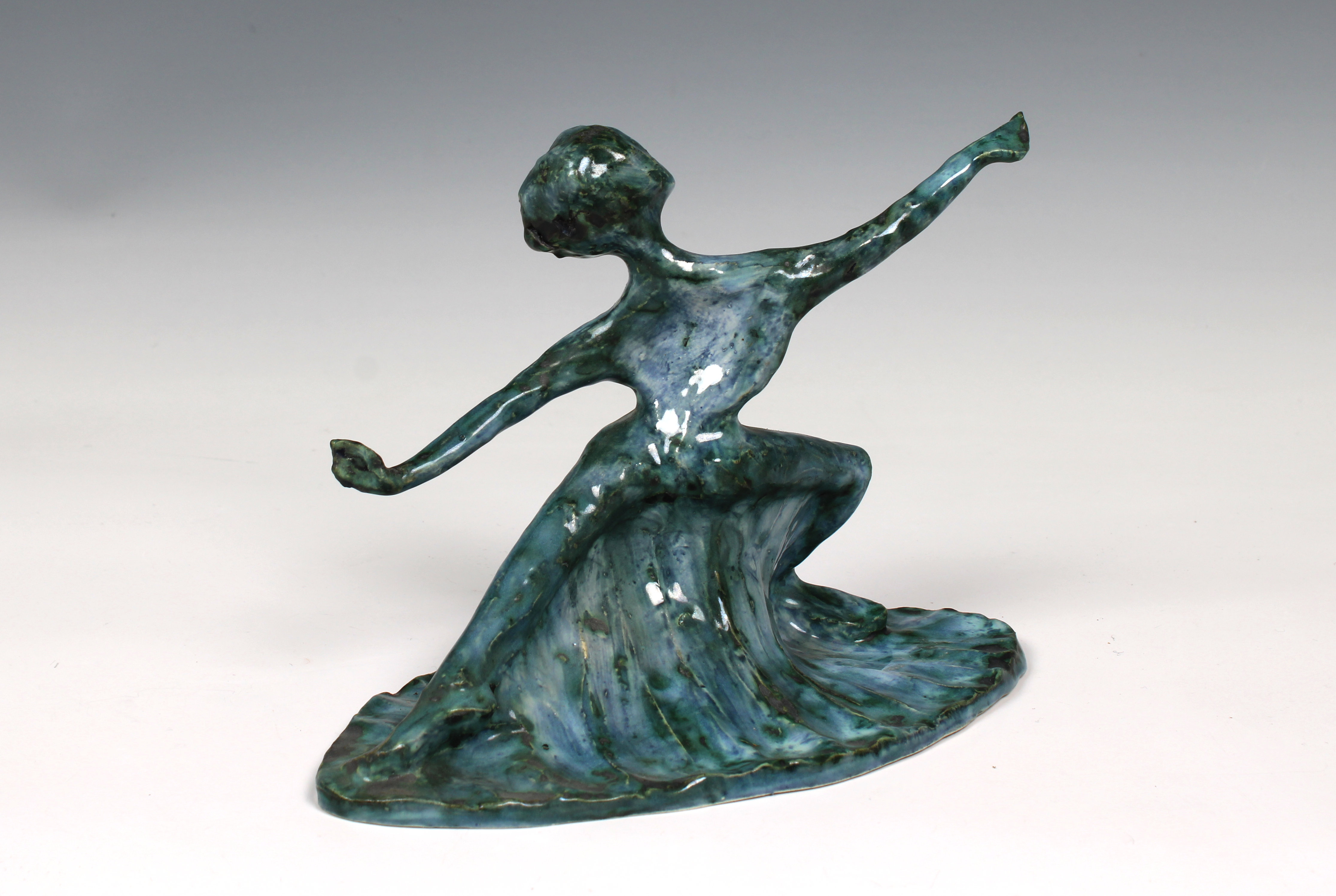 Elizabeth Ann Macphail (1939-89) glazed sculpture featuring a stylised figure doing floor exercise - Image 4 of 5