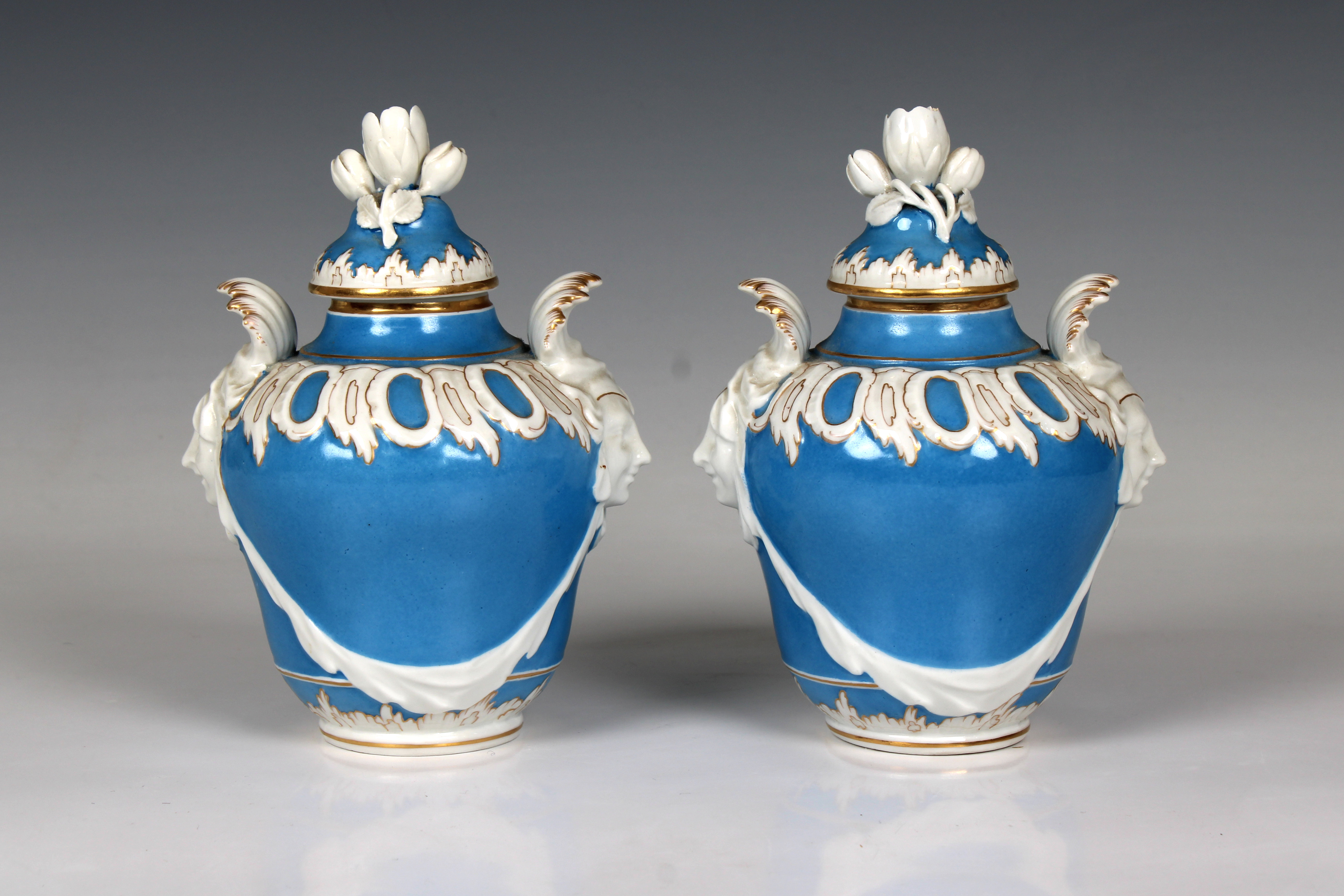 A pair of early 19th century Berlin KPM porcelain covered jars