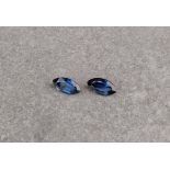 A loose pair of marquise cut blue sapphires