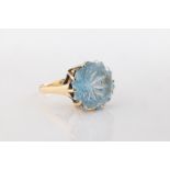 A 9ct yellow gold and fancy cut blue stone ring