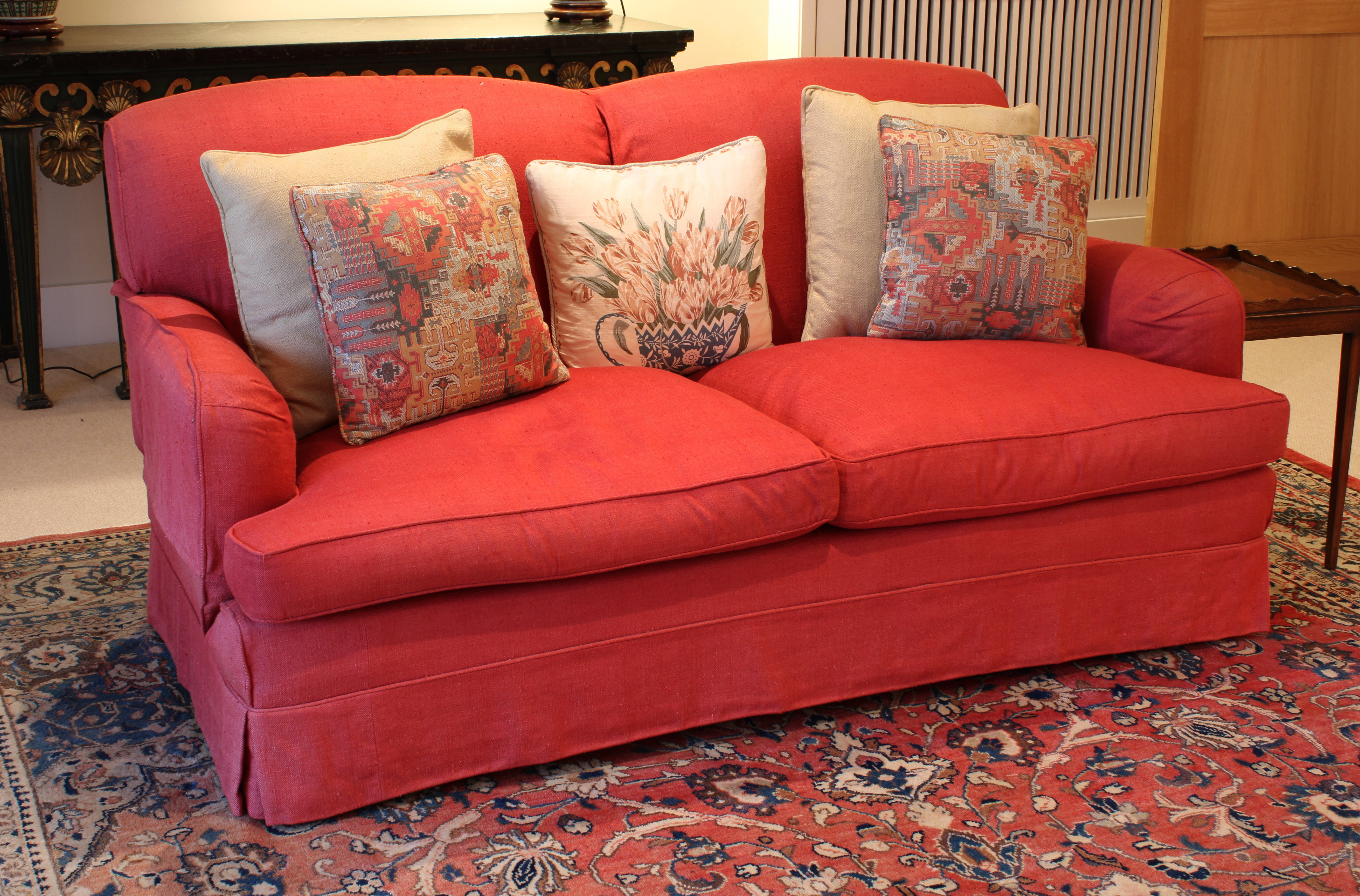 Pair of two seater sofas in red upholstery - Image 2 of 2