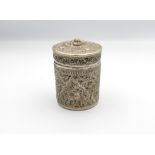 An Indian silver circular lidded box