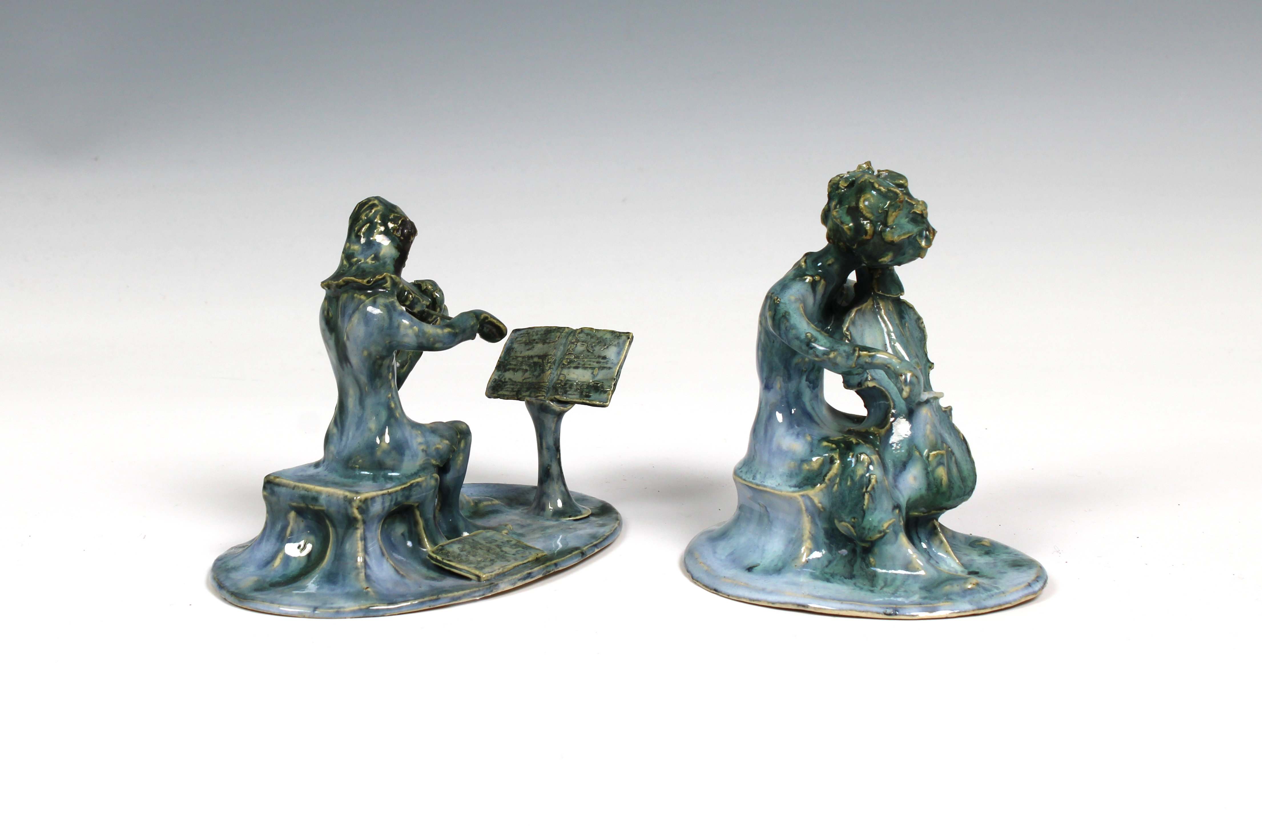 Elizabeth Ann Macphail (1939-89) Cellist and violinist blue glazed sculptures - Image 2 of 4