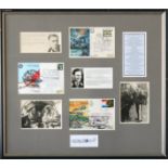 WWII German Officers signed and mounted photographs, cards and first day covers display