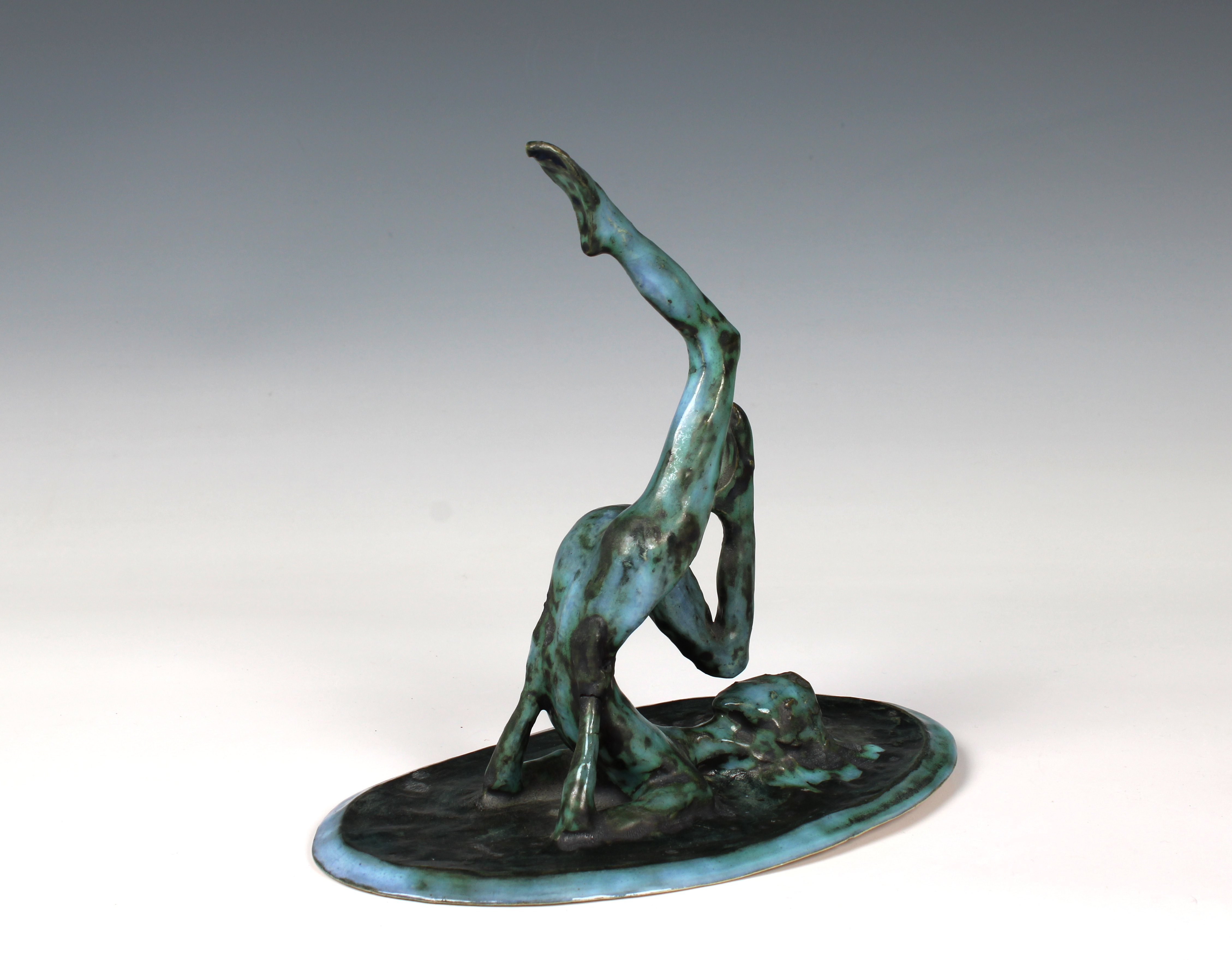 Elizabeth Ann Macphail (1939-89) glazed sculpture featuring a stylised figure doing exercise - Image 5 of 7