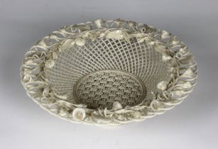 A Belleek pottery lattice basket