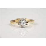 A 14ct gold and diamond floral cluster ring