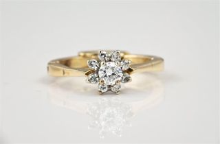 A 14ct gold and diamond floral cluster ring