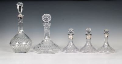 A Mappin and Webb silver mounted cut glass decanter