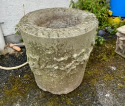 A composite stone cylindrical bird bath / planter