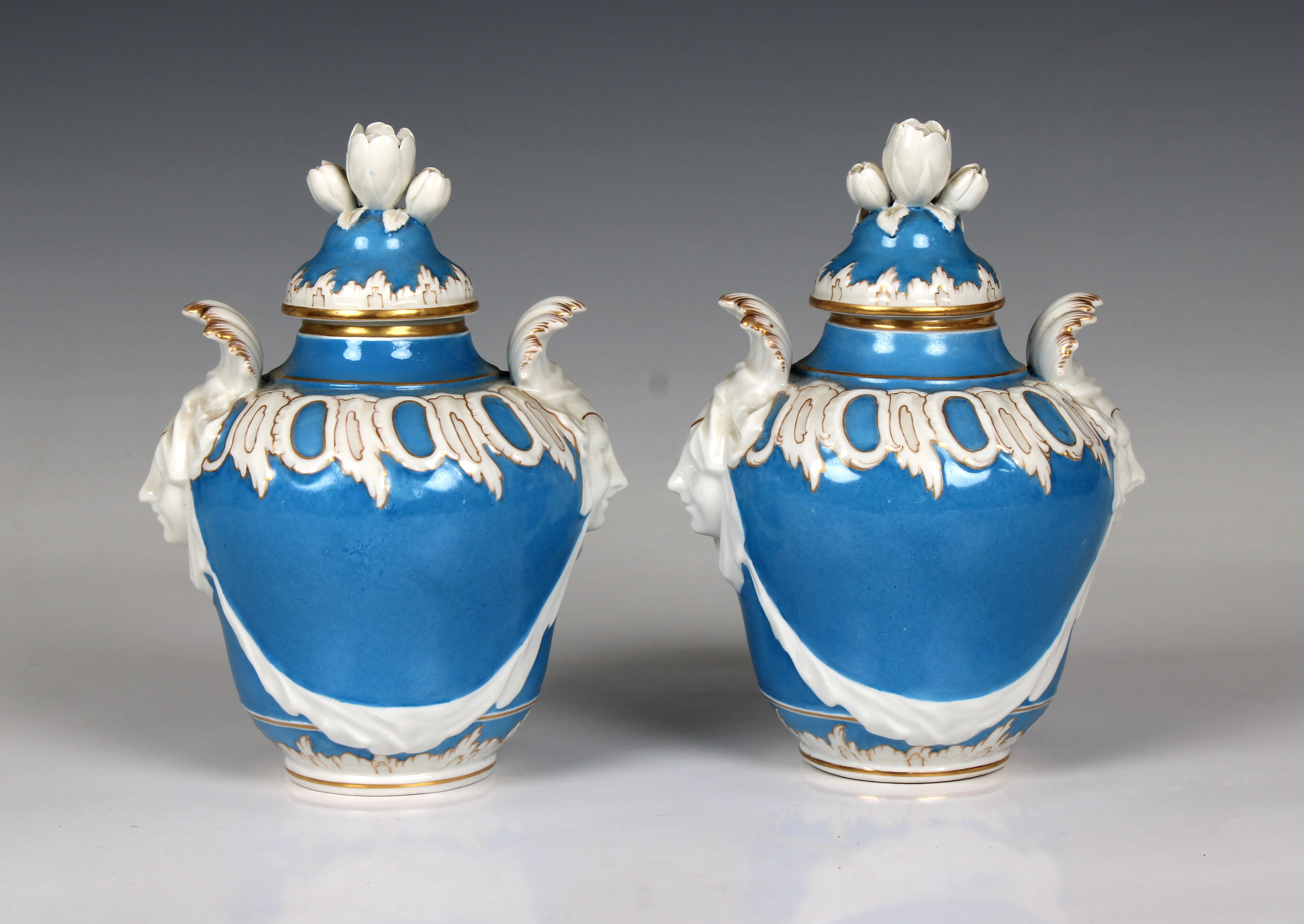 A pair of early 19th century Berlin KPM porcelain covered jars - Image 2 of 4