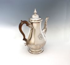 A late William IV silver baluster coffee pot