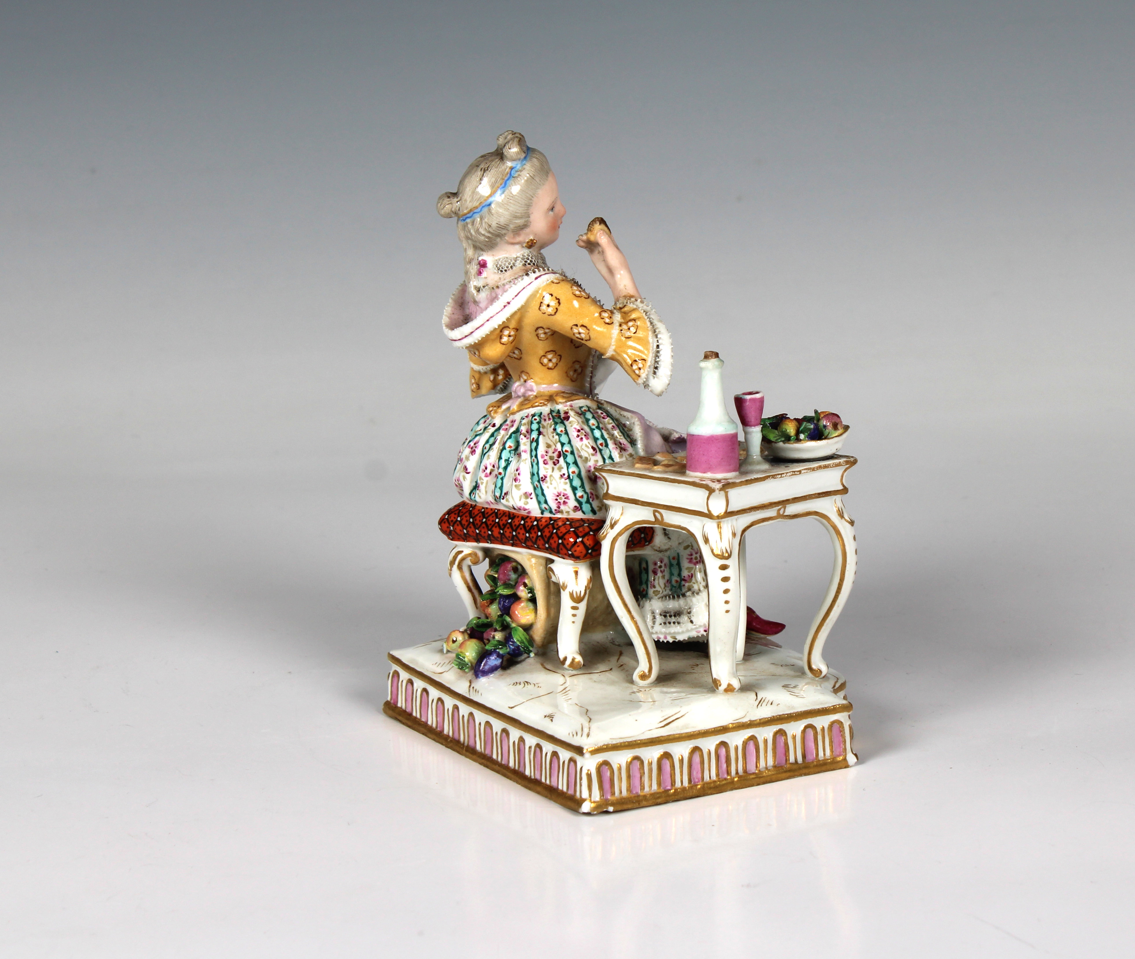 A Meissen porcelain figure of a seated lady taking tea - Image 3 of 5