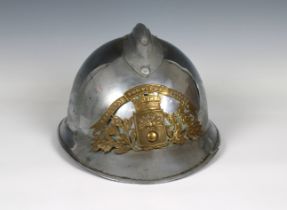 A French mid 20th century nickelled fireman's helmet