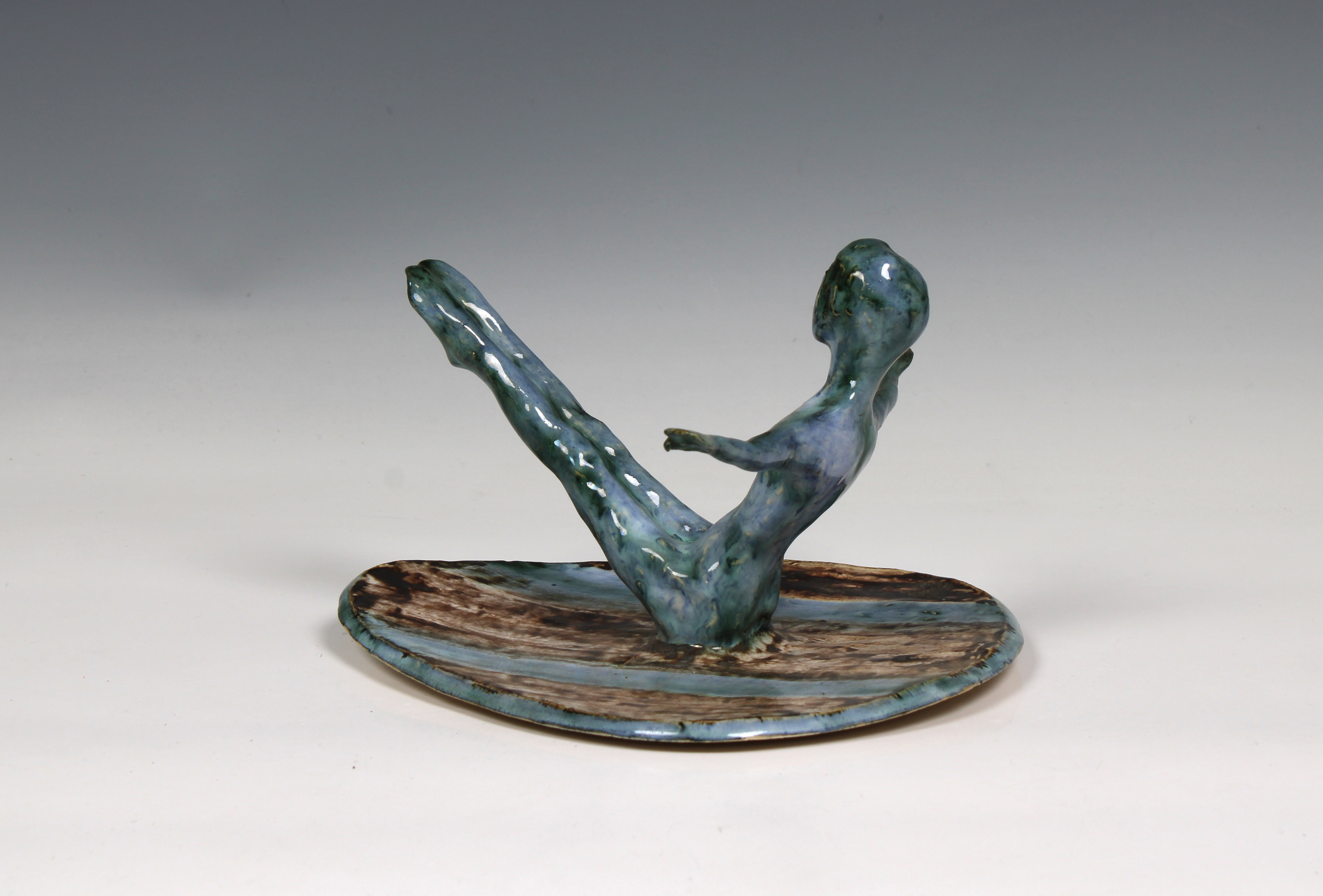 Elizabeth Ann Macphail (1939-89) glazed sculpture featuring a stylised figure doing exercise - Image 3 of 4