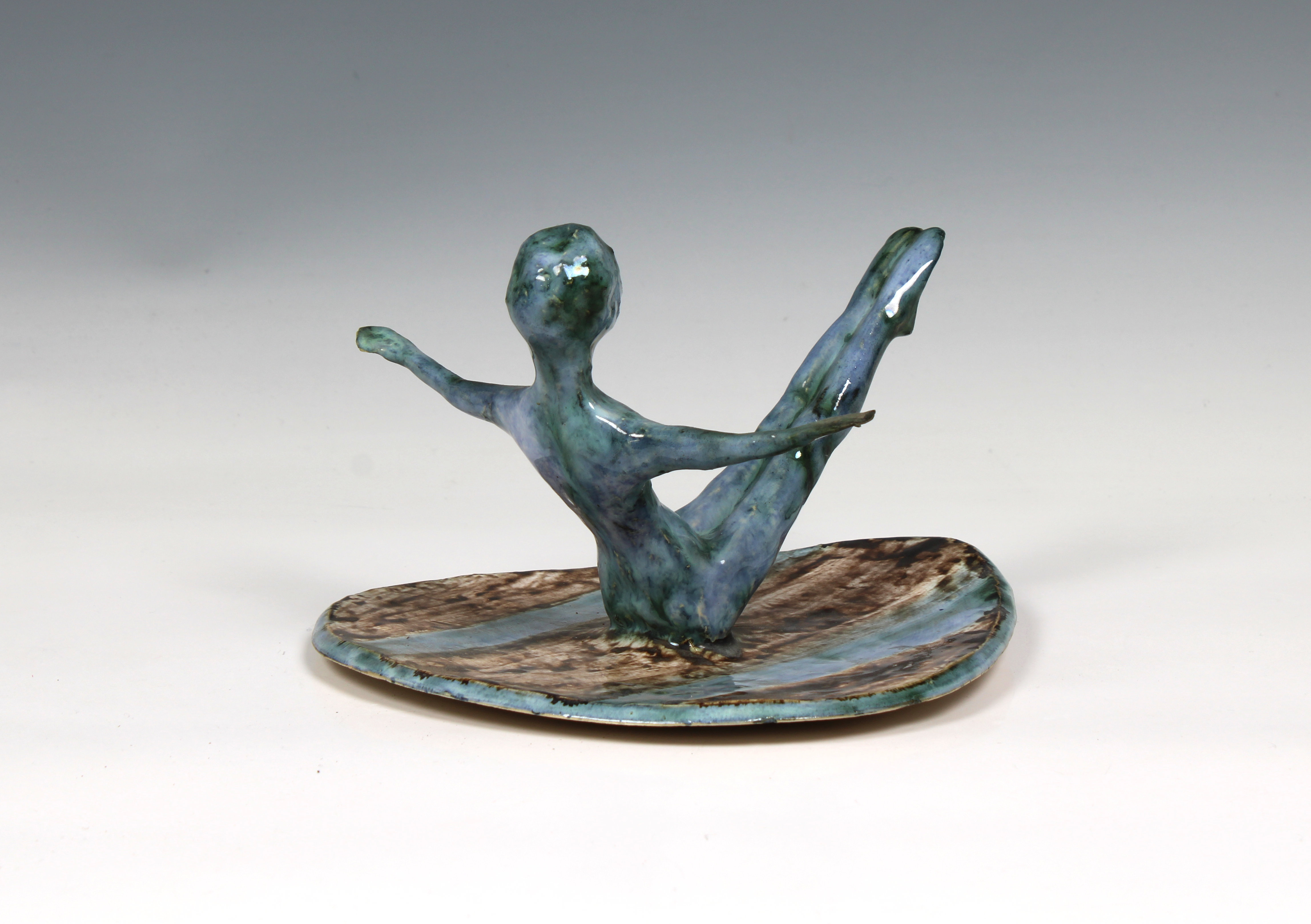 Elizabeth Ann Macphail (1939-89) glazed sculpture featuring a stylised figure doing exercise - Image 2 of 4