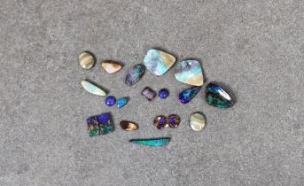 A collection of loose boulder opals