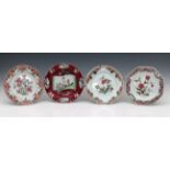 An 18th Century Chinese ruby ground famille rose porcelain dish