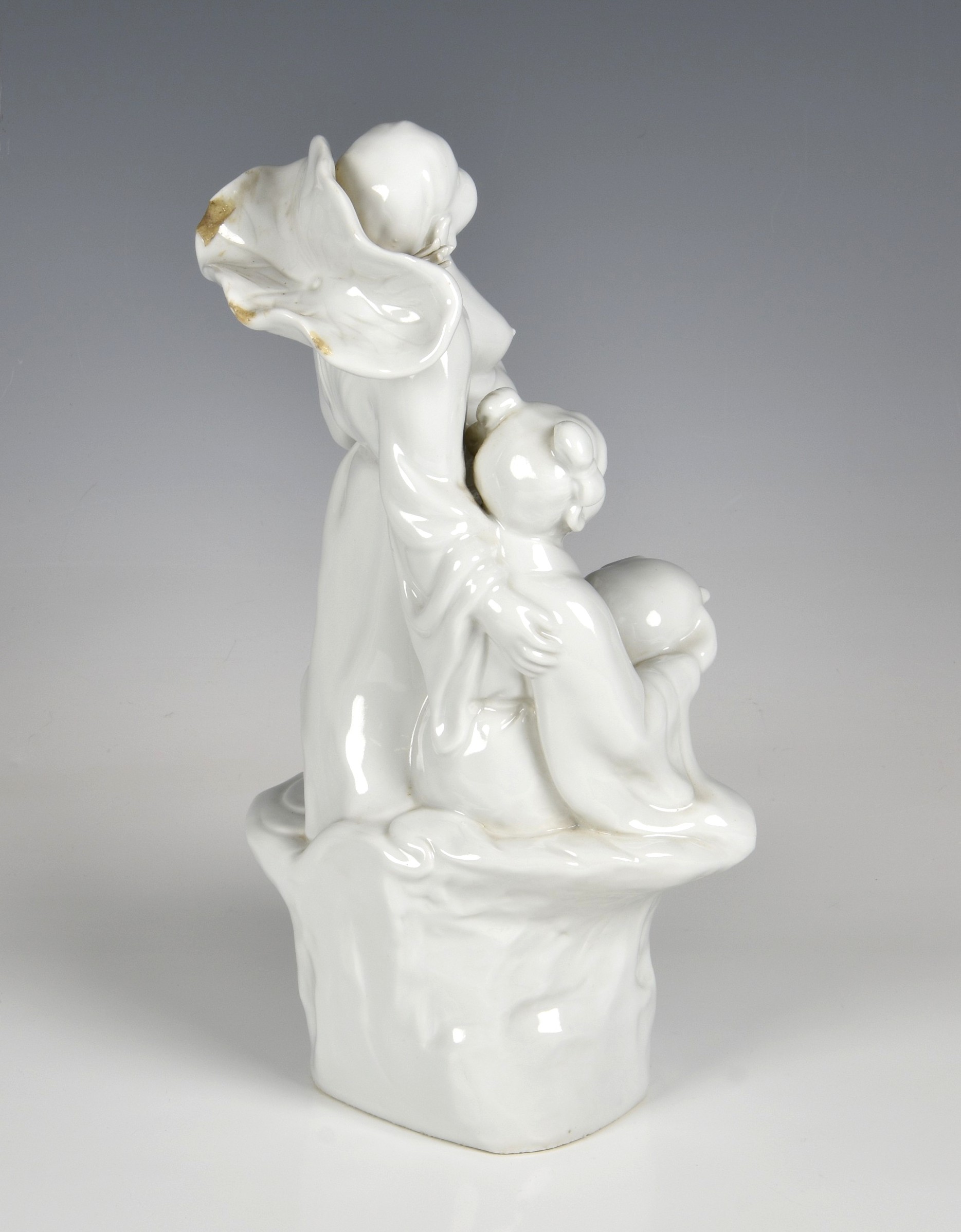 A Chinese porcelain blanc-de-chine figural group of Buddha and attendant - Image 3 of 6