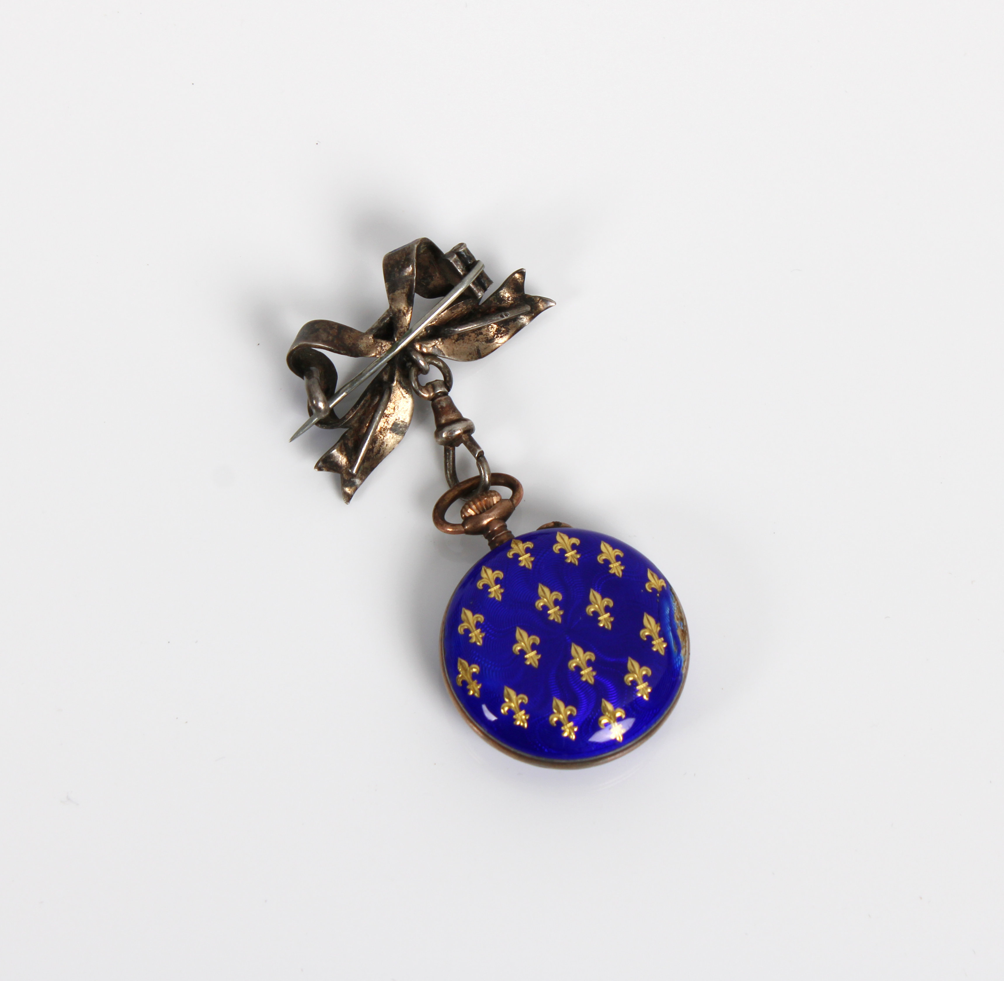 A French gold and blue enamel ladies fob watch of small proportions - Image 2 of 2