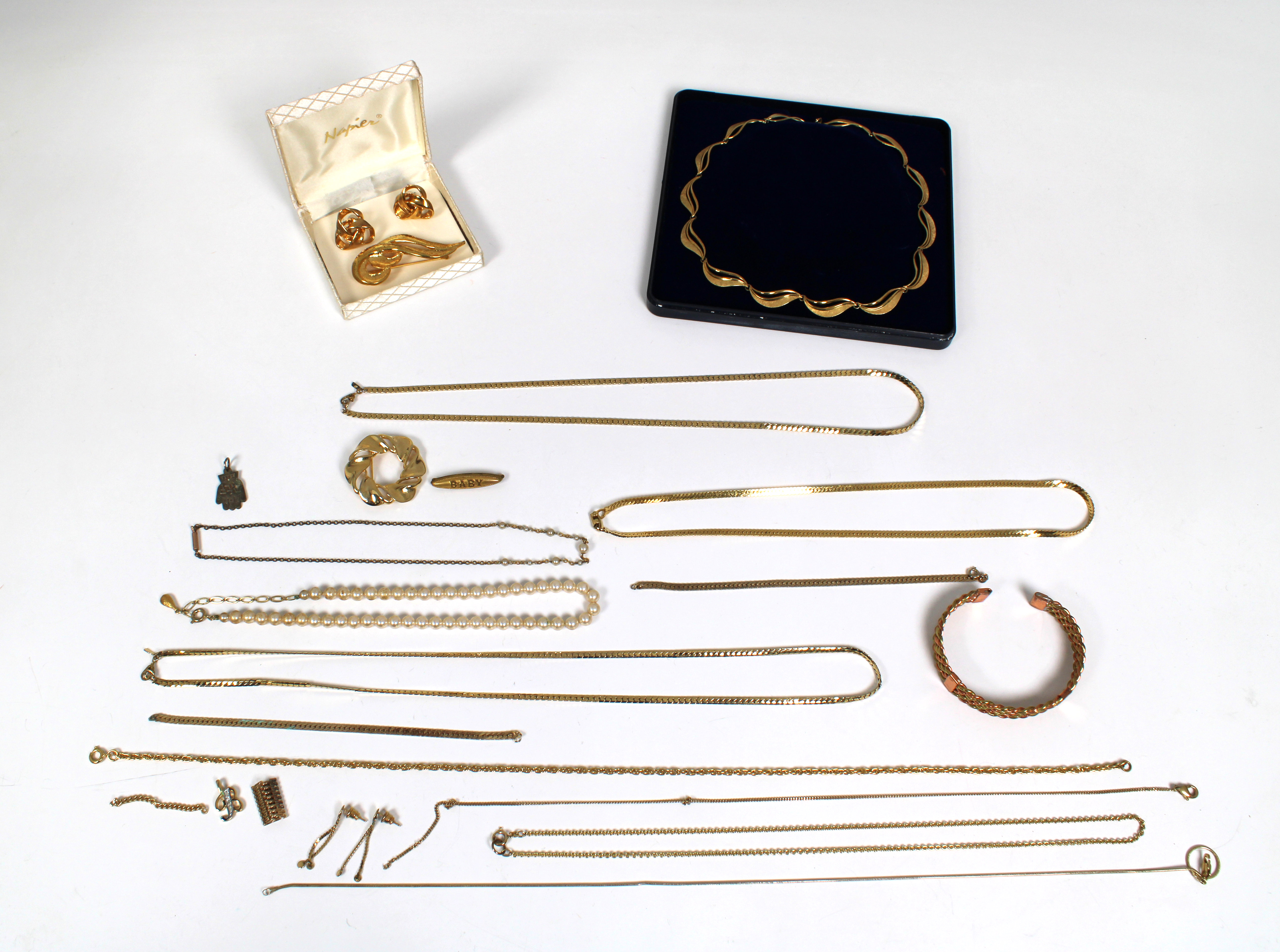 A good collection of yellow gold tone ( gold plate) costume jewellery