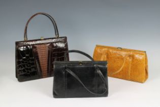 Two crocodile skin vintage handbags by Fassbender