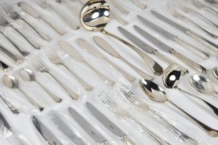 A part set of unused silver flatware by Carrs of Sheffield