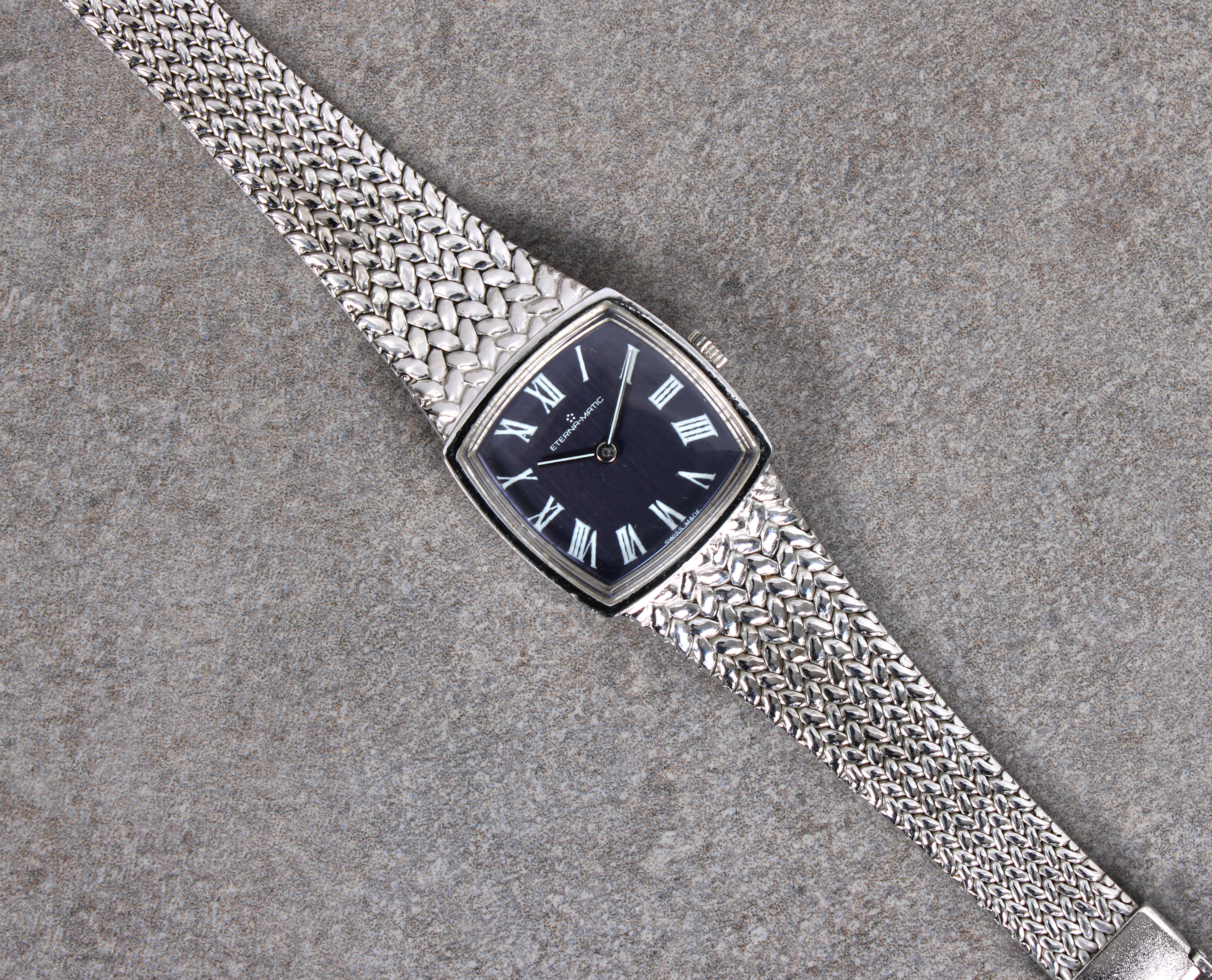 A Ladies Eterna-Matic silver wrist watch