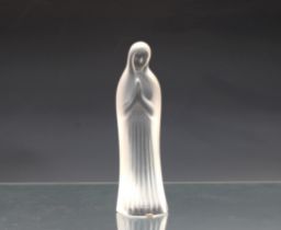 A Lalique frosted glass figure of the standing Madonna praying