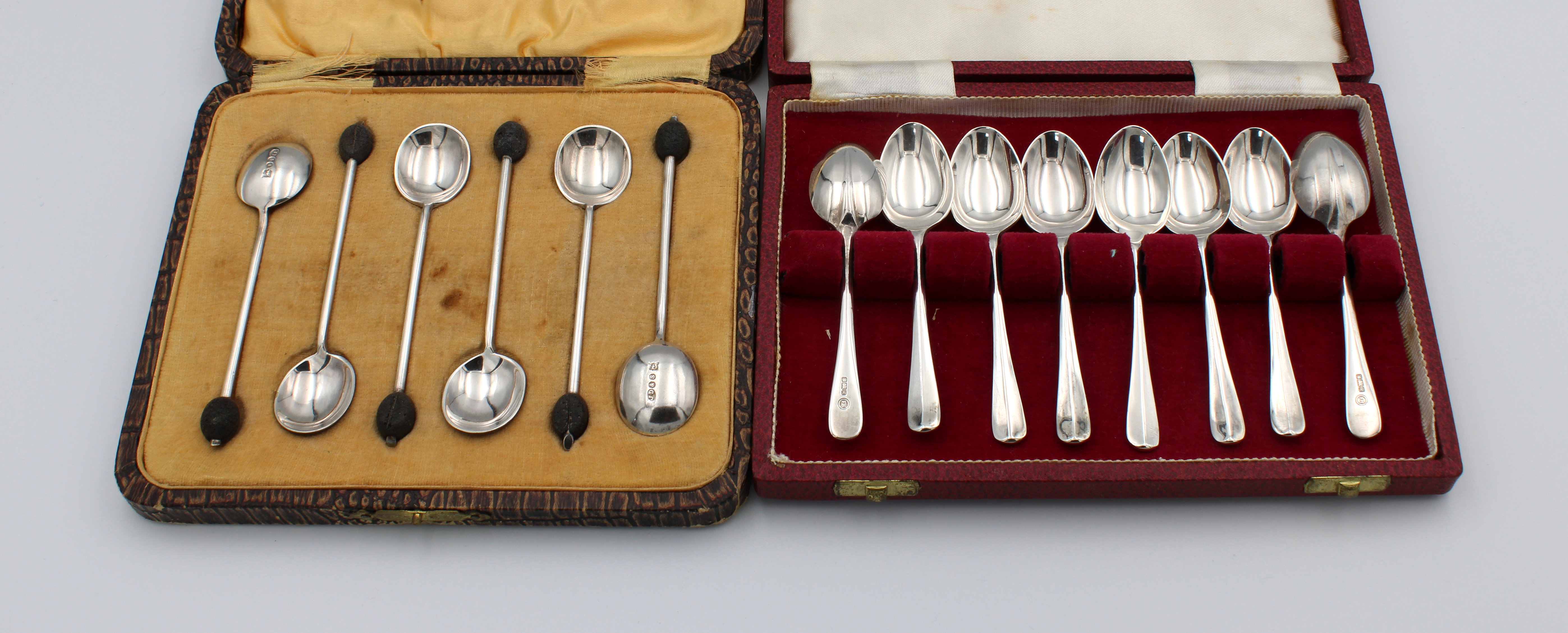 A cased set of eight silver Hanoverian rat tail coffee spoons