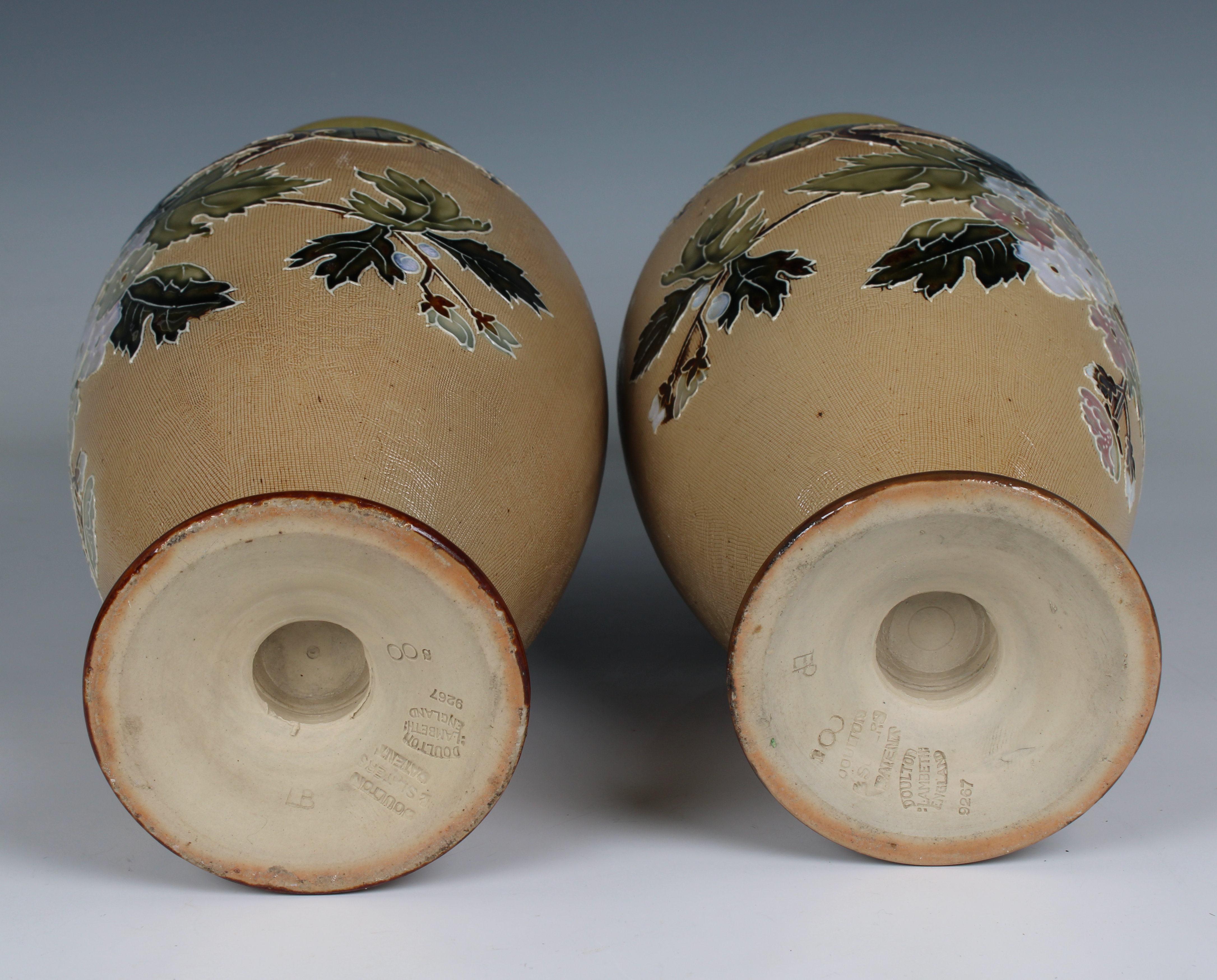 A matched pair of Doulton Lambeth Slater's Patent vases - Image 4 of 4